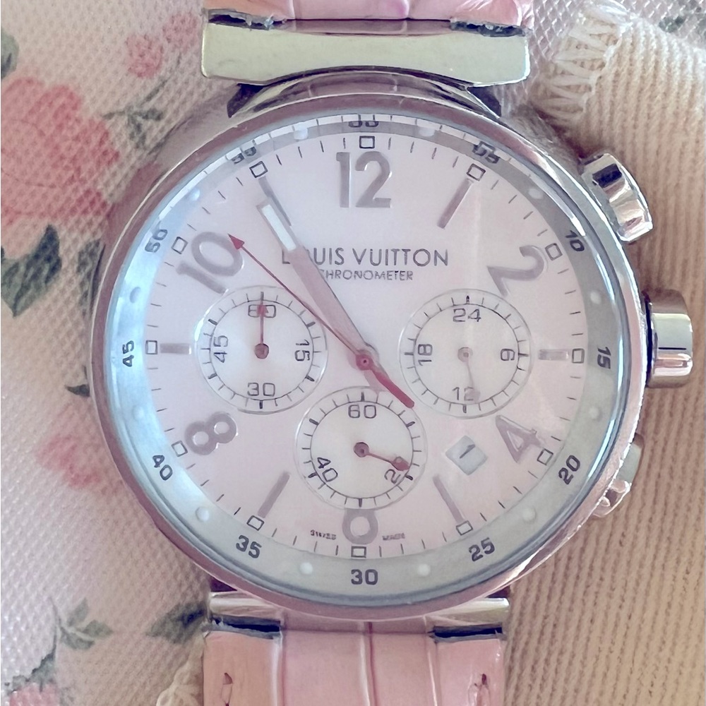 BEAUTIFUL Used LOUIS VUITTON TAMBOUR CHRONOGRAPH WATCH